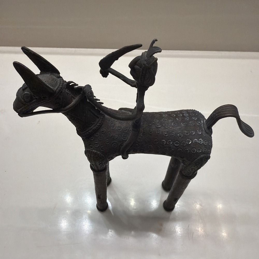 Indian Warrior Rider Horse Brass Casted Handcrafted Figurine Vintage Art Decor - Picture 10 of 16